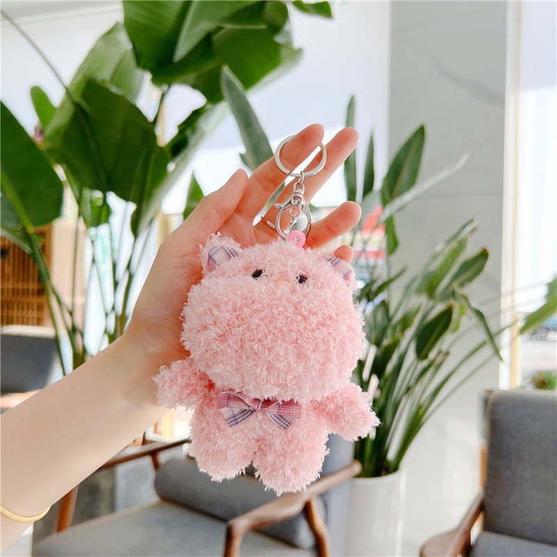 Cute Fluffy Fur Rabbit Key Chain Women Plush Pompon Bunny Keychain On Bag Car Trinket Female Jewelry Party Dolls Girls Gift