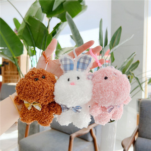 Cute Fluffy Fur Rabbit Key Chain Women Plush Pompon Bunny Keychain On Bag Car Trinket Female Jewelry Party Dolls Girls Gift