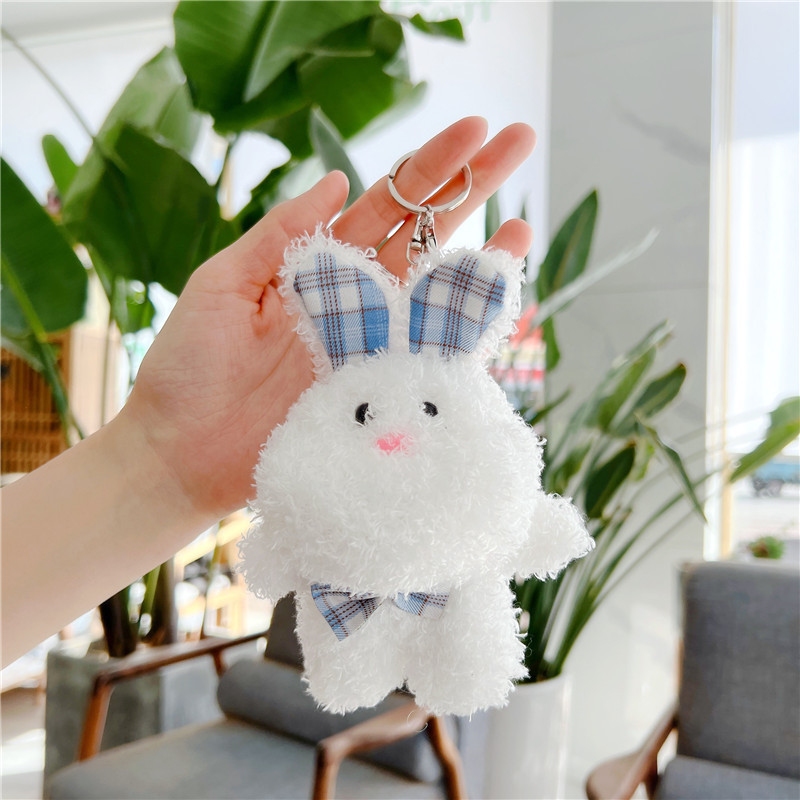 Cute Fluffy Fur Rabbit Key Chain Women Plush Pompon Bunny Keychain On Bag Car Trinket Female Jewelry Party Dolls Girls Gift