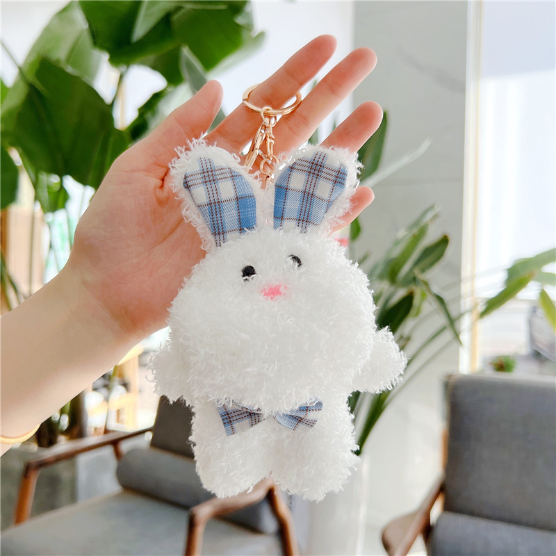 Cute Fluffy Fur Rabbit Key Chain Women Plush Pompon Bunny Keychain On Bag Car Trinket Female Jewelry Party Dolls Girls Gift