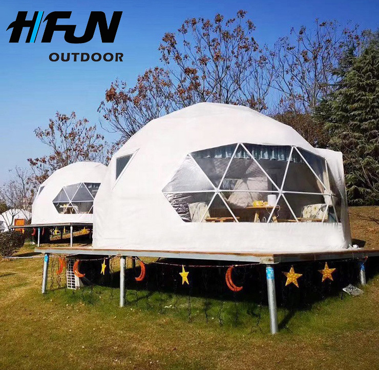 Camping Luxury Steel Frame Half Sphere White Bathroom Dome Tents