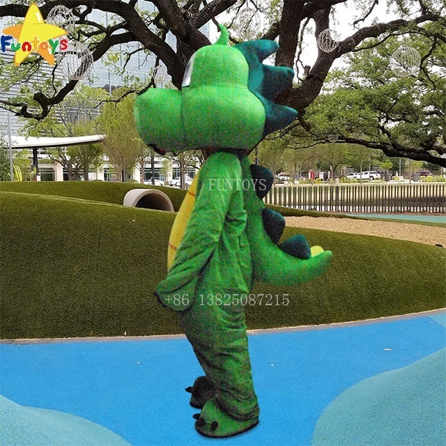 Funtoys Dinosaur Grass Green Dragon Barney Cosplay Mascot Costume For Adult