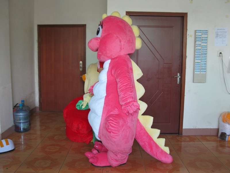 Funtoys Barney Mascot Costume Yellow Green Pink Dinosaur Dragon Halloween Fancy Cosplay Dress For Adult