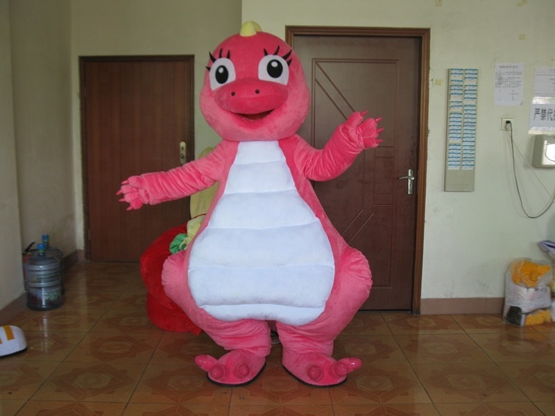 Funtoys Barney Mascot Costume Yellow Green Pink Dinosaur Dragon Halloween Fancy Cosplay Dress For Adult