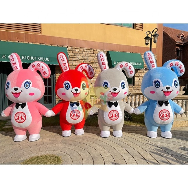 Funtoys MOQ 1 PIECE Hot Sales Customized Inflatable Cartoon Rabbit Mascot Adult Party inflatable rabbit mascot costume for sale