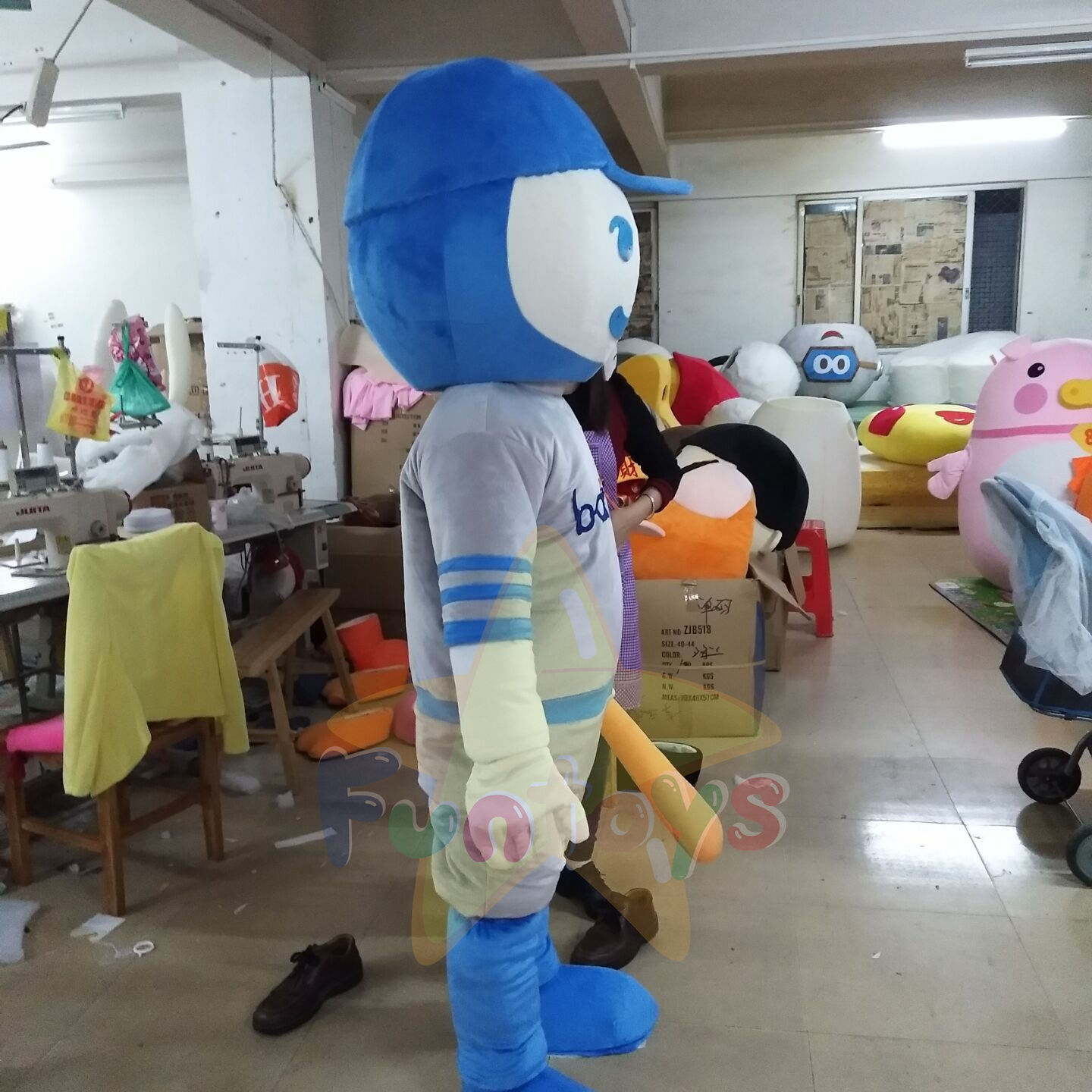 Funtoys Baseball Sports Boy Wearing Blue Hat Mascot Costume for Sports Competition Match