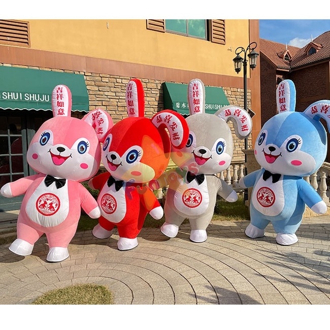 Funtoys MOQ 1 PIECE Hot Sales Customized Inflatable Cartoon Rabbit Mascot Adult Party inflatable rabbit mascot costume for sale