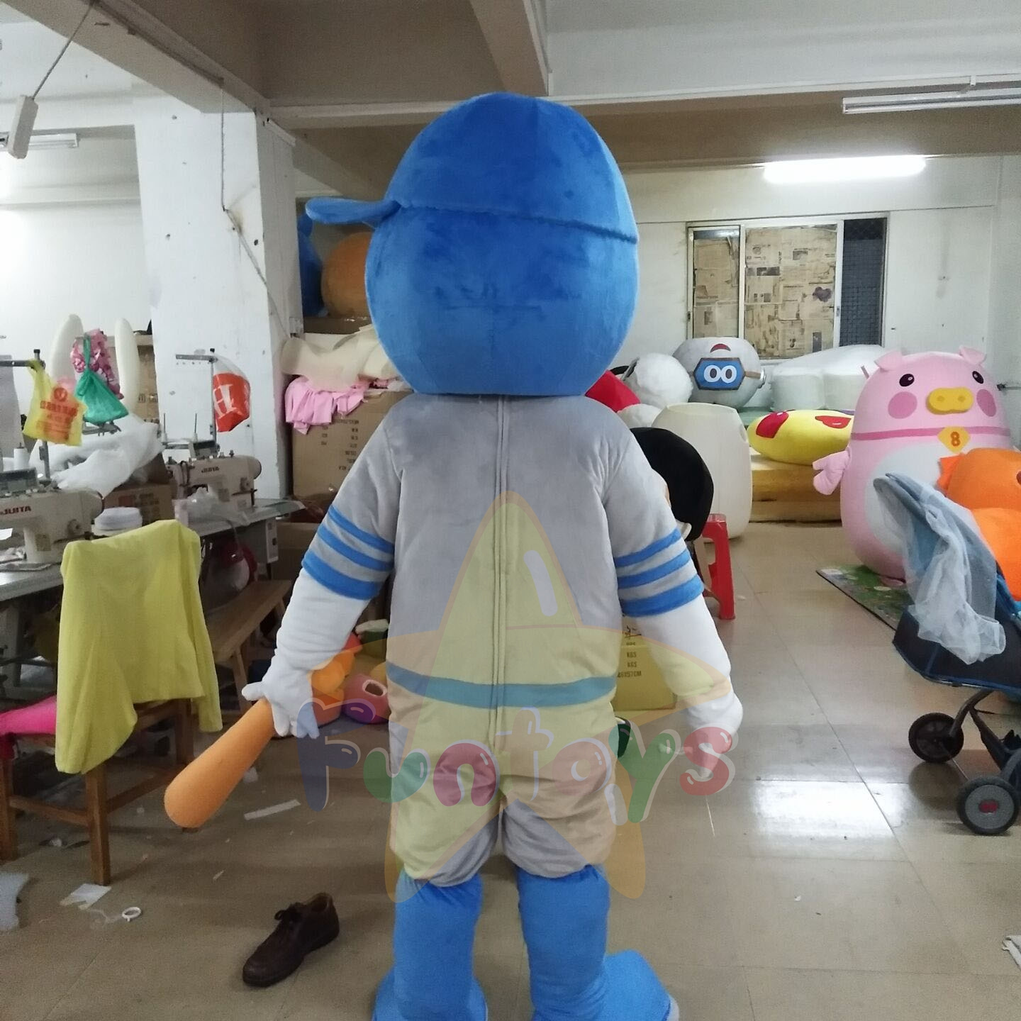 Funtoys Baseball Sports Boy Wearing Blue Hat Mascot Costume for Sports Competition Match