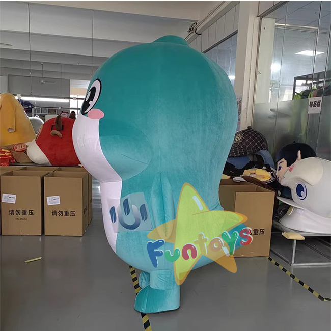 Funtoys Advertising custom inflatable walking cute dolphin costume inflatable plush dolphin Mascot costume for large event party