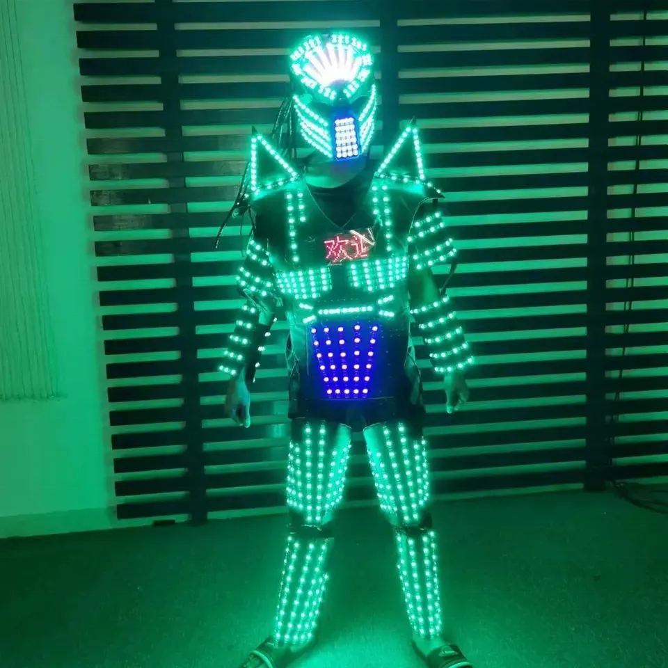 FUNTOYS Digital Screen LED Walker robot suit led party robot costume adult stage clothes luminous costume for dance performance