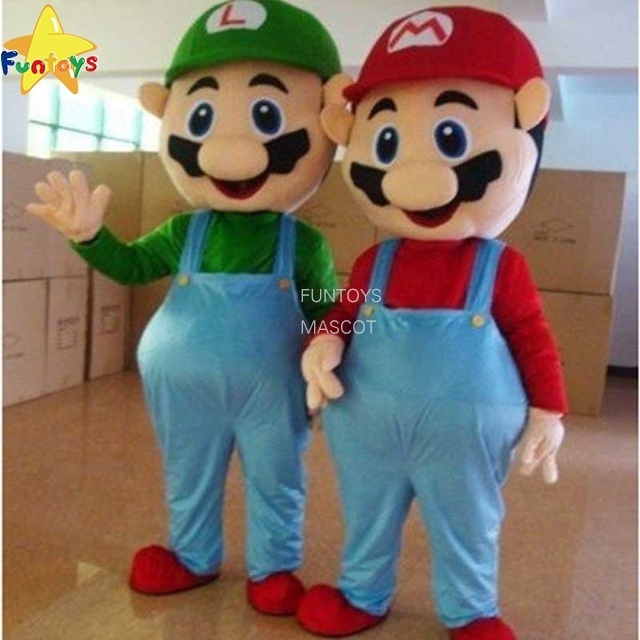 Funtoys CE Funny Cosplay Mascot Costume Super Mario Luigi Brothers Fancy Dress Up Party Cute Costume For Adult