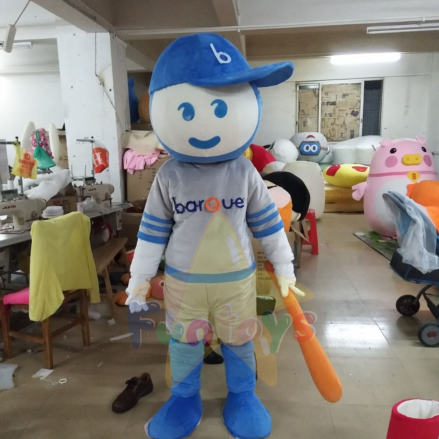 Funtoys Baseball Sports Boy Wearing Blue Hat Mascot Costume for Sports Competition Match