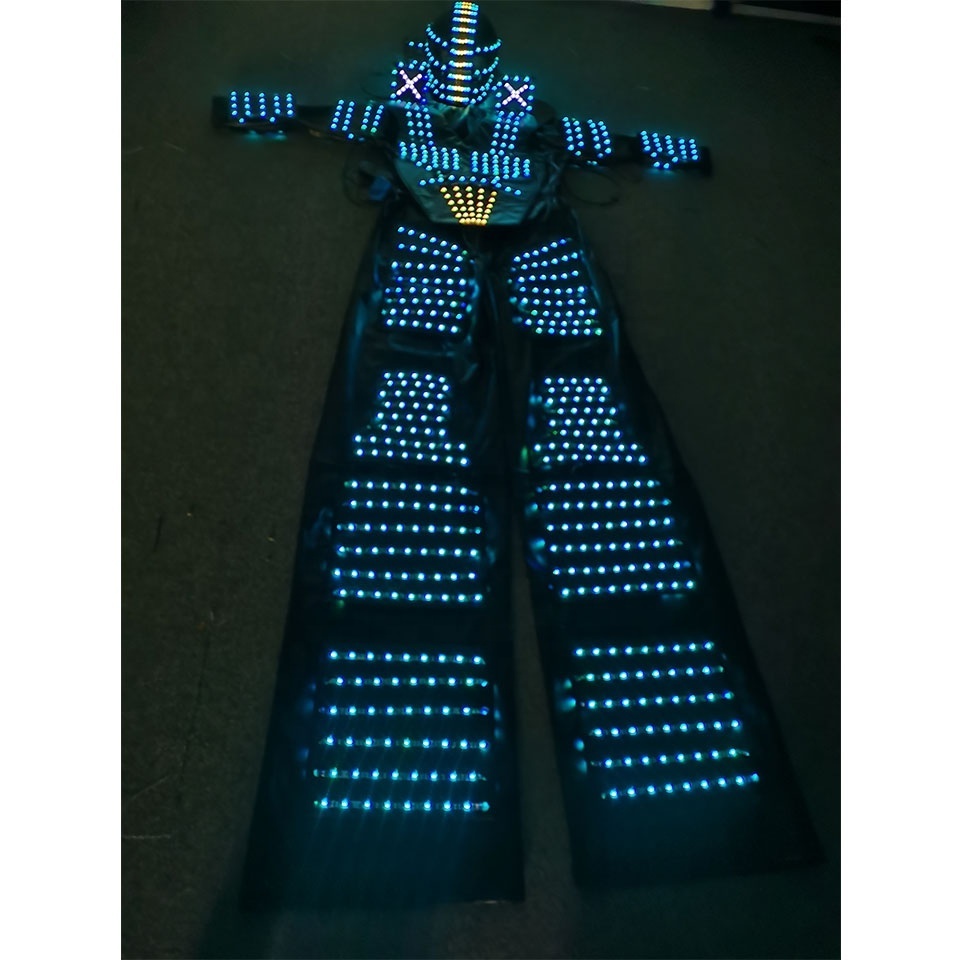 FUNTOYS 2023 New Product Luminous Led Robot Costume For Dancing Stilts Walker Costume LED Lights Luminous Jacket Performance