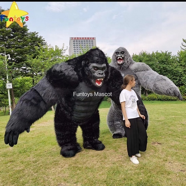 Funtoys Inflatable Dinosaur Dragon Gorilla Mascot Costume King Kong Fursuit Black Macotte Christmas Halloween For Adult