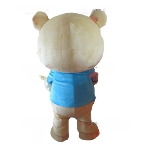 Funtoys Big Beige Teddy Bear With A Blue T-shirt Mascot Costume for Adult Cartoon Animal Cosplay for Birthday Activity