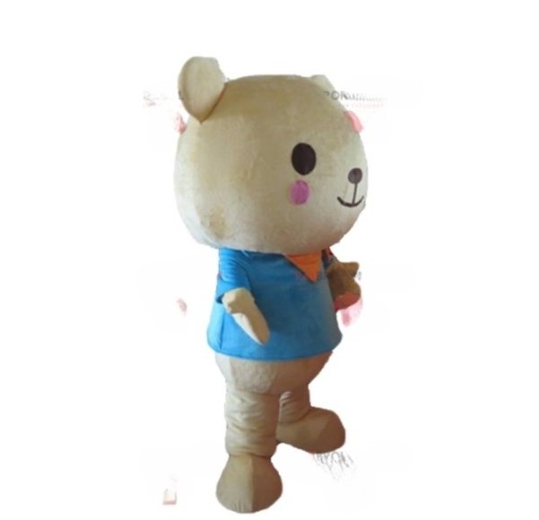 Funtoys Big Beige Teddy Bear With A Blue T-shirt Mascot Costume for Adult Cartoon Animal Cosplay for Birthday Activity