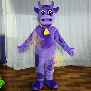 Funtoys Customize Purple Milk Cow Dairy Cattle Mascot Costume Plush Fur Cartoon Cosplay Carnival Farm Pasture For Adult