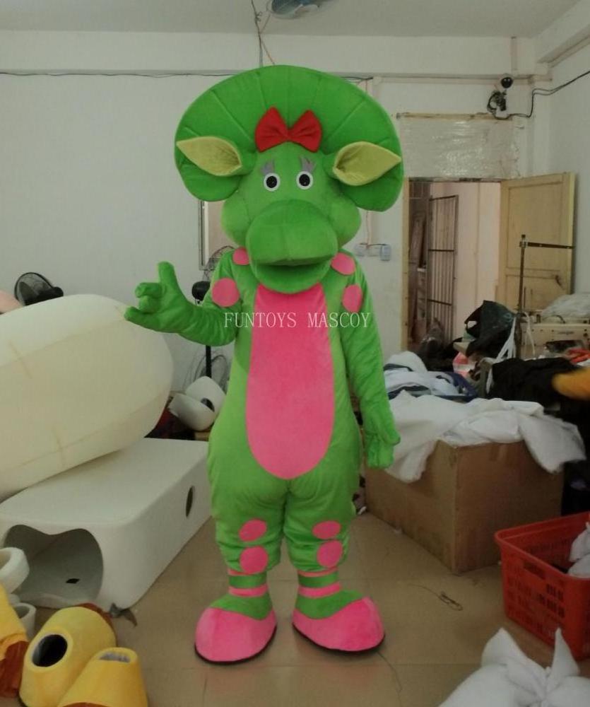 Funtoys CE green fursuit dinosaur barney mascot costume for adult