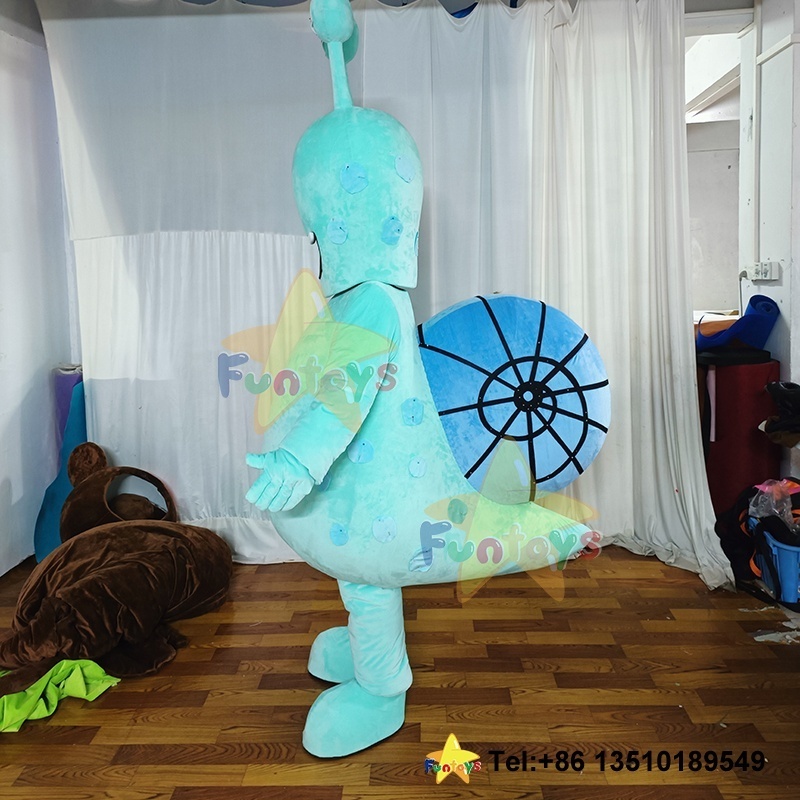 Funtoys professional customize blue snail mascot costume cartoon plush cute walking doll cosplay props commercial for adult