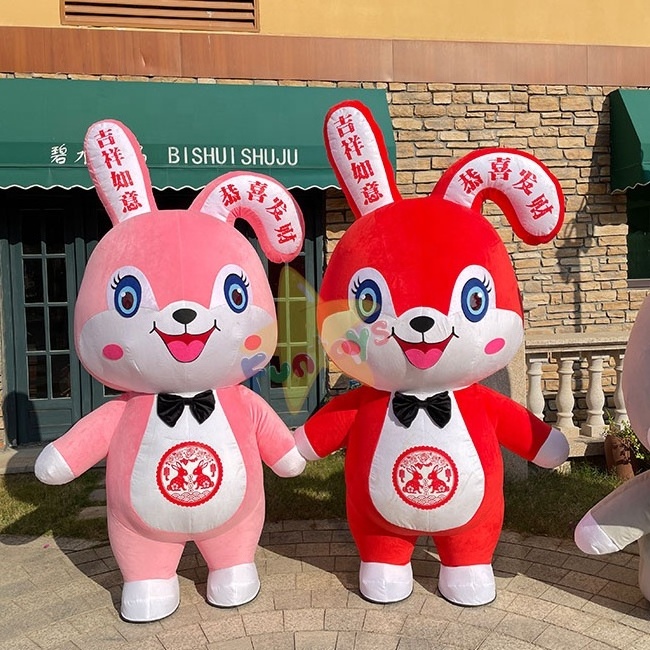 Funtoys MOQ 1 PIECE Hot Sales Customized Inflatable Cartoon Rabbit Mascot Adult Party inflatable rabbit mascot costume for sale