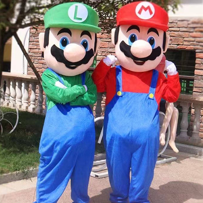 Funtoys Super Mario& Luigi 2 Mascot Costume Plush Customized Cartoon Halloween Anime Carnival Mascotte Fur Promotion For Adult