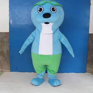 Funtoys MOQ 1 PCS Customized walking Blue cartoon sea lions seals animal mascot costume for sale