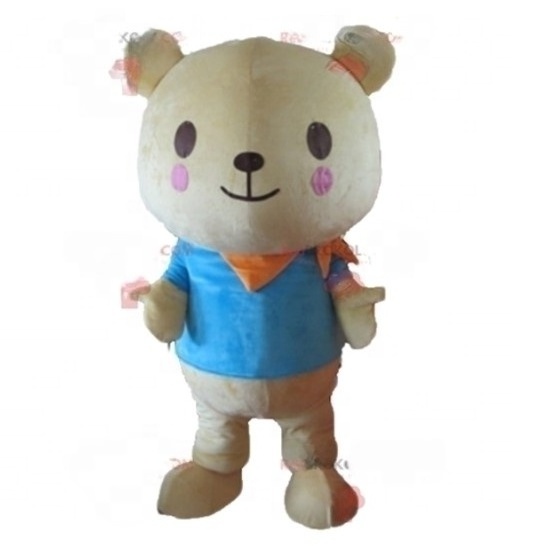 Funtoys Big Beige Teddy Bear With A Blue T-shirt Mascot Costume for Adult Cartoon Animal Cosplay for Birthday Activity