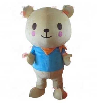 Funtoys Big Beige Teddy Bear With A Blue T-shirt Mascot Costume for Adult Cartoon Animal Cosplay for Birthday Activity