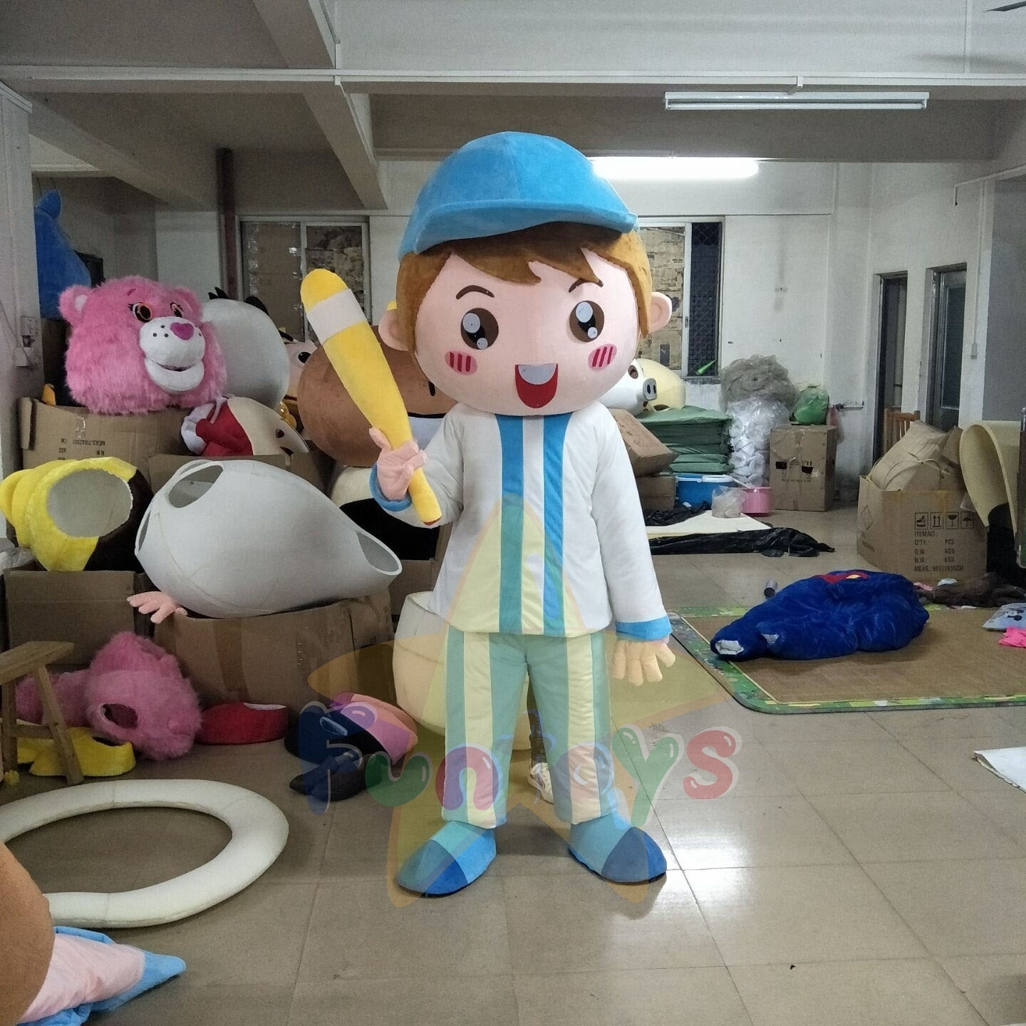 Funtoys Playing Baseball Boy Cartoon Cosplay Mascot Costume for Sports Match Theme Promotion Activity