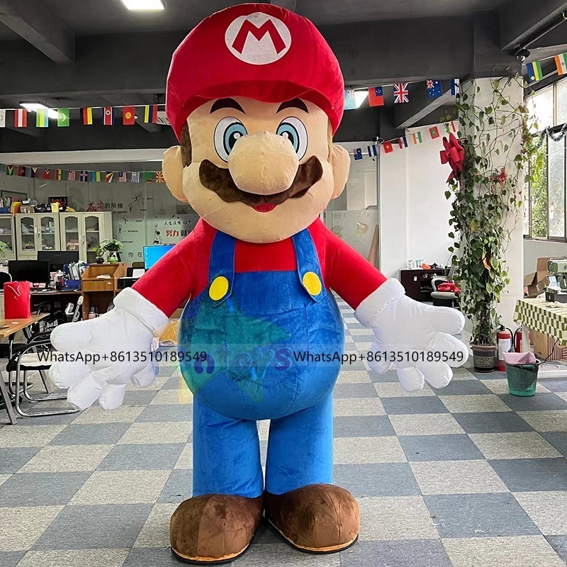 Funtoys Inflatable Super Mario& Luigi 2 Mascot Costume Customized Cartoon Halloween Anime Carnival Mascotte Costumes For Adult