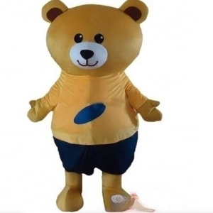 Funtoys Teddy Bear Wear Yellow Blue Short Mascot Costume for Adult Cartoon Animal Cosplay for Halloween Christmas