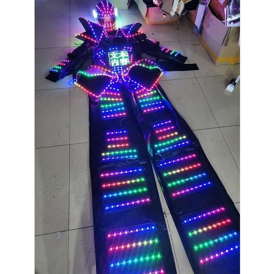 FUNTOYS 2023 New Product Luminous Led Robot Costume For Dancing Stilts Walker Costume LED Lights Luminous Jacket Performance