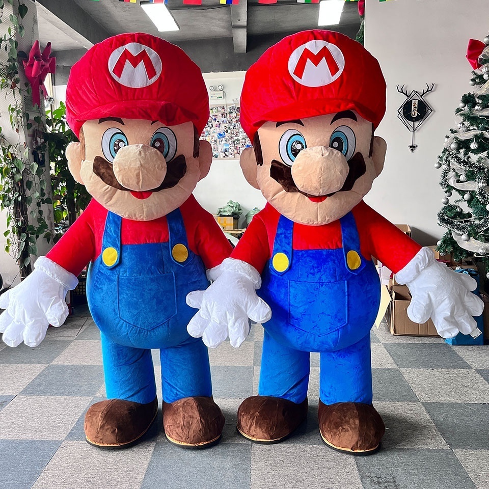 Funtoys MOQ 1 PIECE High quality customized movie Inflatable Super Mario brother Mascot Costume cartoon inflatable Luigi mascot