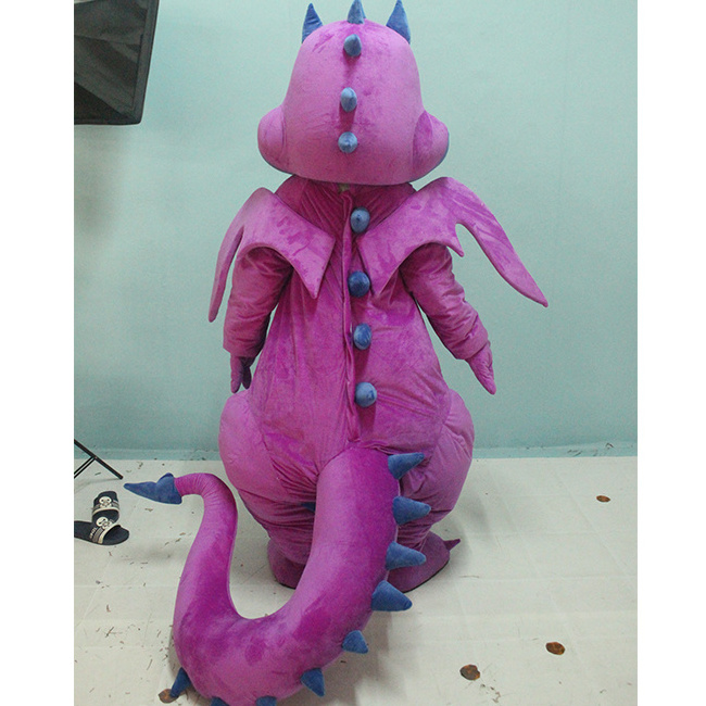 Funtoys  hot selling customized purple dragon Cosplay Mascot Costume Cartoon dinosaur Mascot Costumes for sale