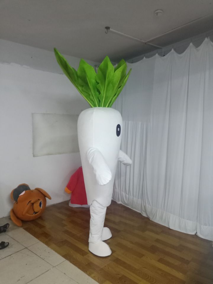 Funtoys Professional custom white  radish carrot mascot costume Realistic vegetable costume for adults