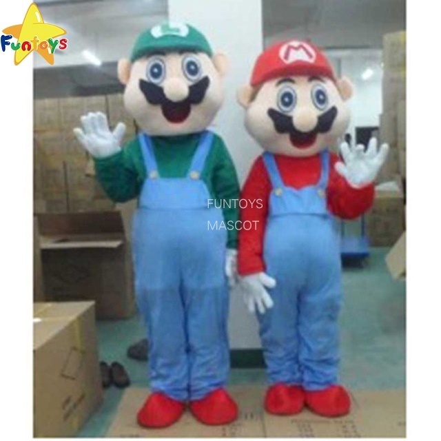 Funtoys CE Funny Cosplay Mascot Costume Super Mario Luigi Brothers Fancy Dress Up Party Cute Costume For Adult