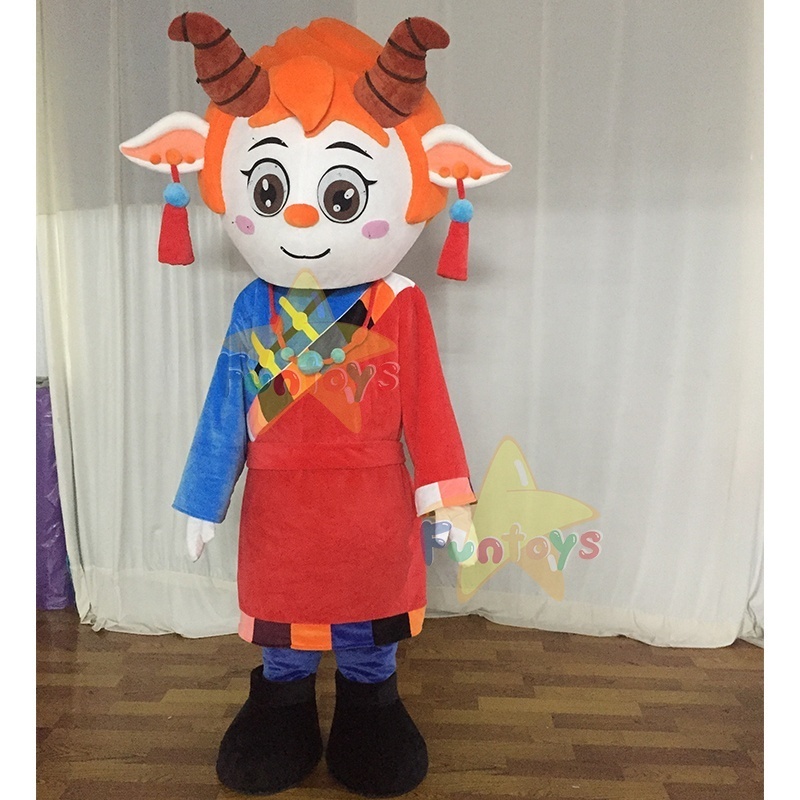 Funtoys Custom Minority Fawn Antelope Goat Mascot Costume Mascotte Suit Sheep Promotion Carnival Halloween Horns Plush For Adult