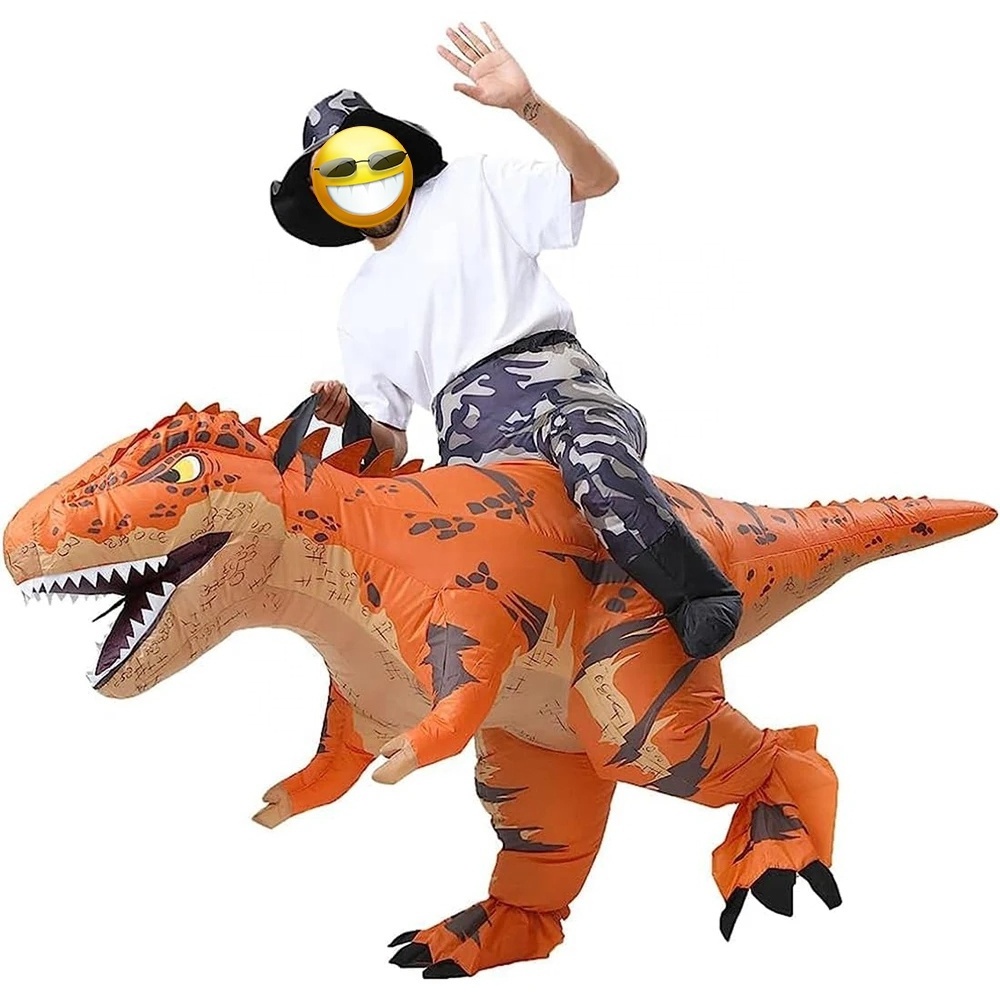 Funtoys Inflatable Dinosaur Costume for Adult T-REX Ride on Halloween Mascot Costume Funny Dino Blow Up Costume Carnival Apparel