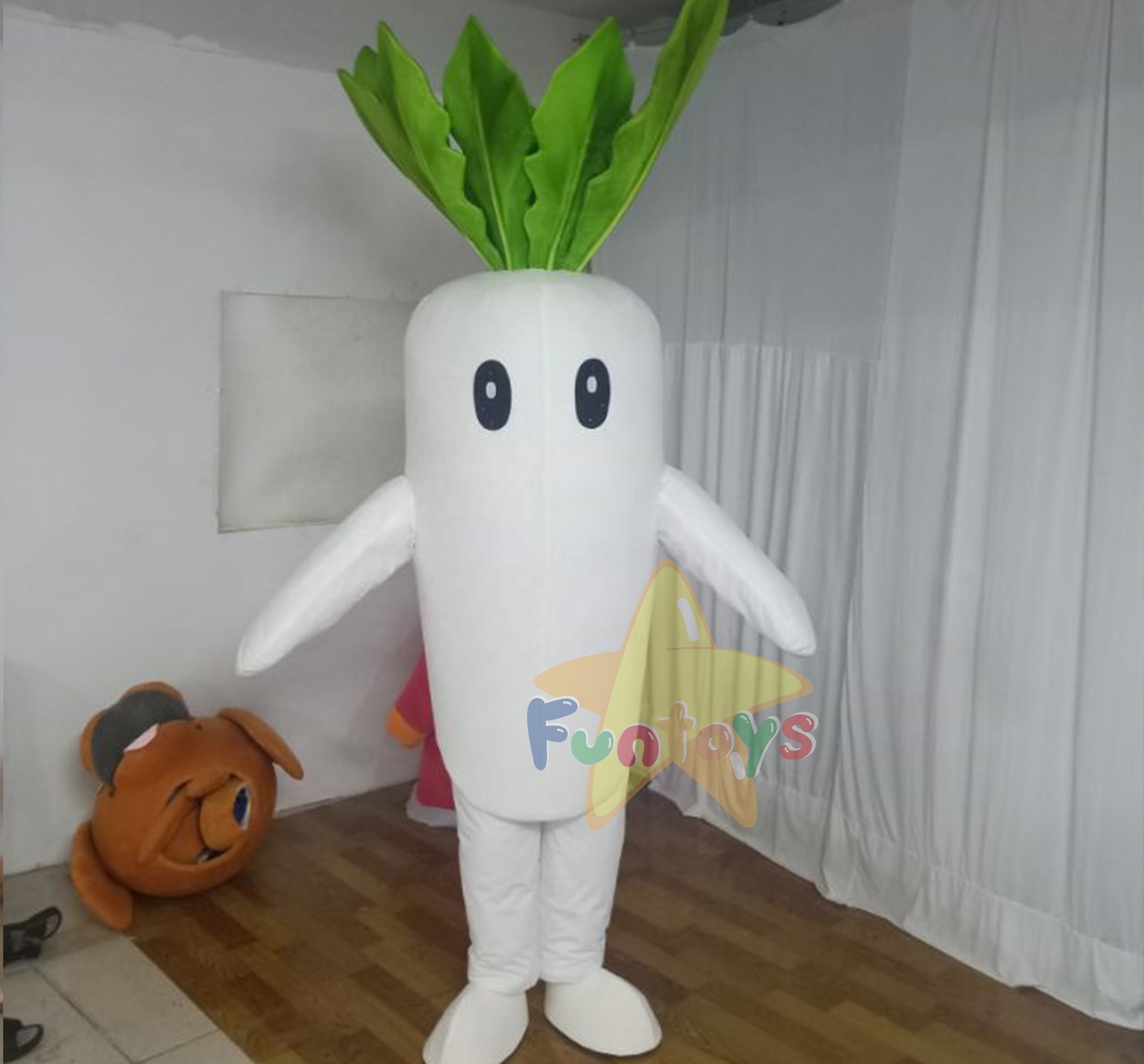 Funtoys Professional custom white  radish carrot mascot costume Realistic vegetable costume for adults