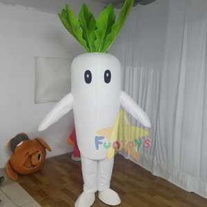 Funtoys Professional custom white  radish carrot mascot costume Realistic vegetable costume for adults