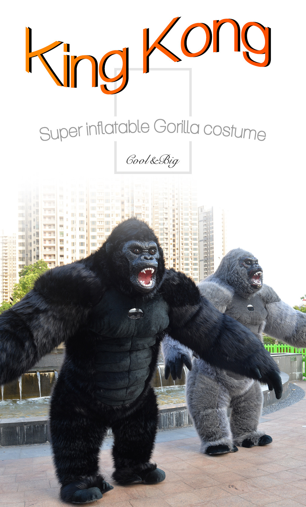 Funtoys King Kong Inflatable Costume for Adult Plush Furry Mascot Anime Halloween Venice Carnival Dress Suit Fursuit Gorilla