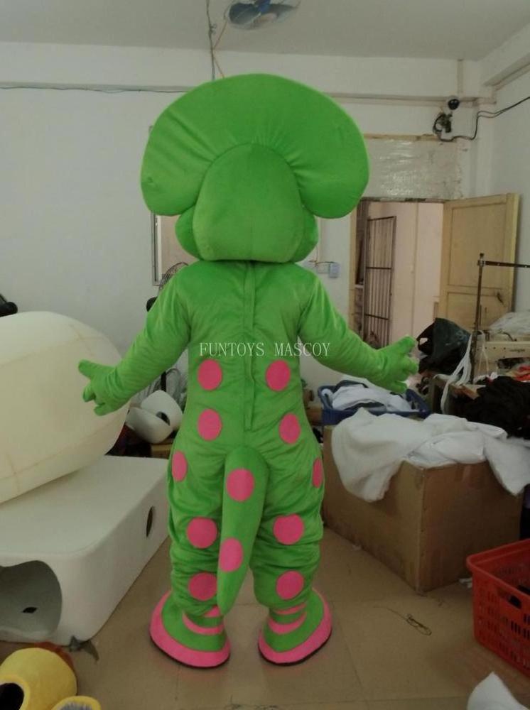 Funtoys CE green fursuit dinosaur barney mascot costume for adult