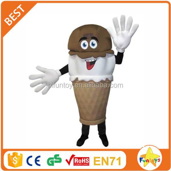 Funtoys CE Custom plush walking ice cream adult mascot costume for advertising