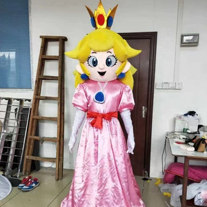 Funtoys MOQ 1 PECE Peach Princess Girl Mascot Costume Mario Luigi Fancy Party Dress Suit Cartoon Cosplay Carnival For Adult