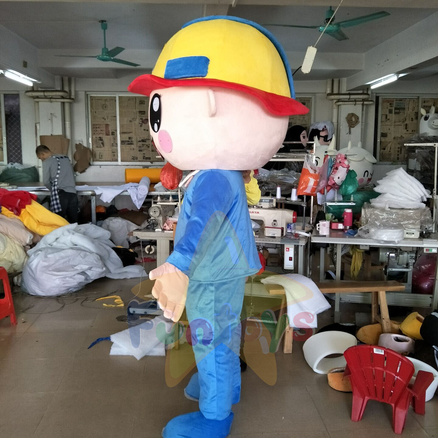 Funtoys Construction Worker Safety Officer Engineering Officer Mascot Costume for Cartoon Character Role-playing