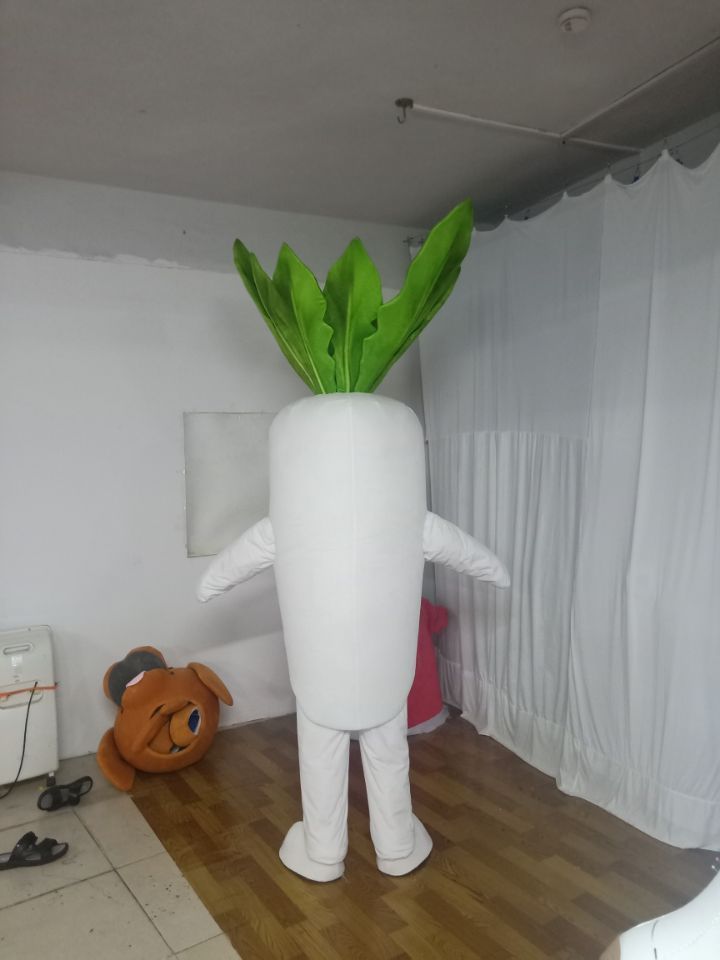 Funtoys Professional custom white  radish carrot mascot costume Realistic vegetable costume for adults