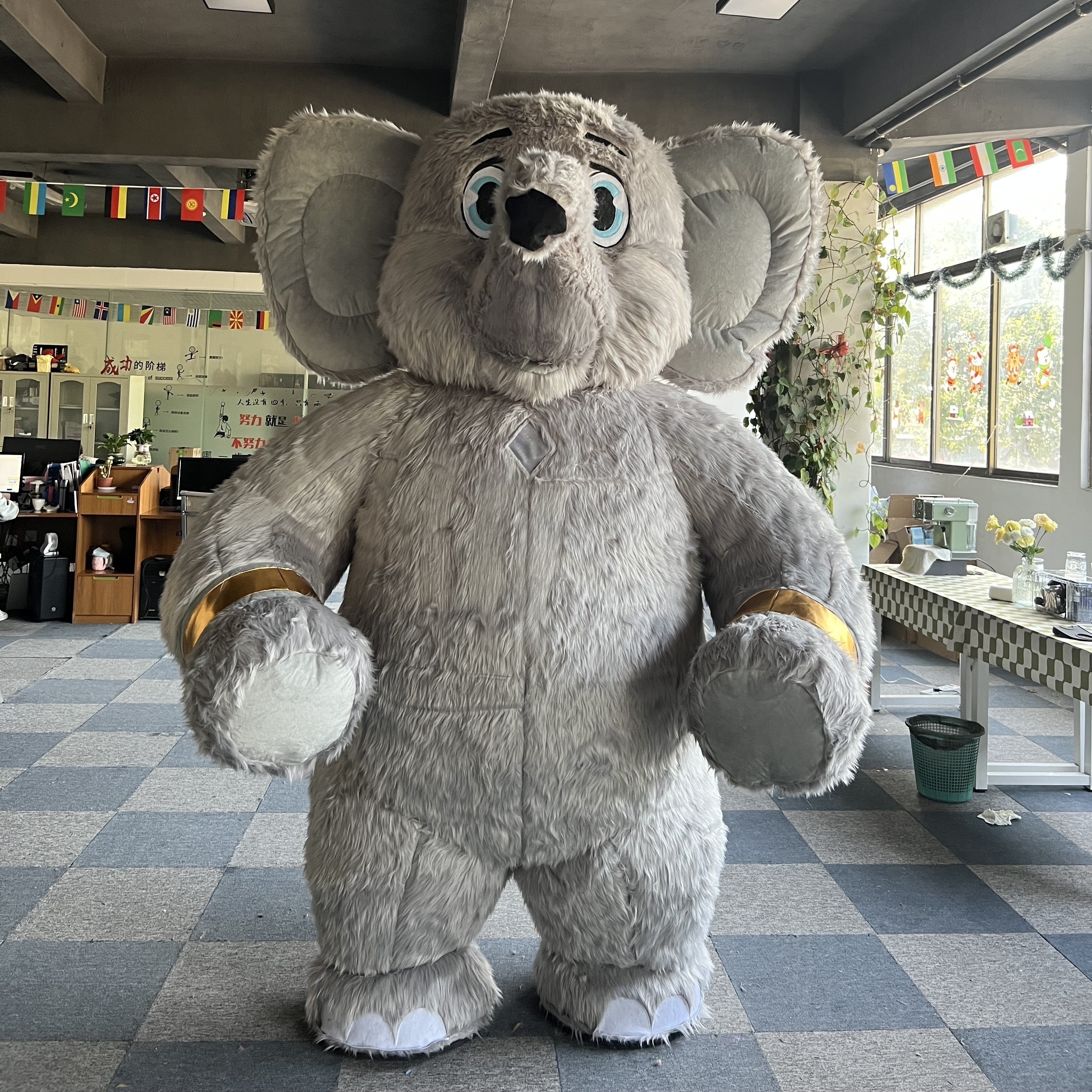 Funtoys Best customized plush walking inflatable gray elephant clothing cartoon animal character mascot costume for Party Event