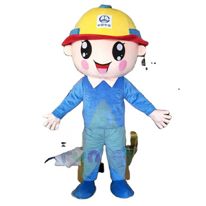 Funtoys Construction Worker Safety Officer Engineering Officer Mascot Costume for Cartoon Character Role-playing