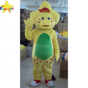 Funtoys Barney Mascot Costume Yellow Green Pink Dinosaur Dragon Halloween Fancy Cosplay Dress For Adult