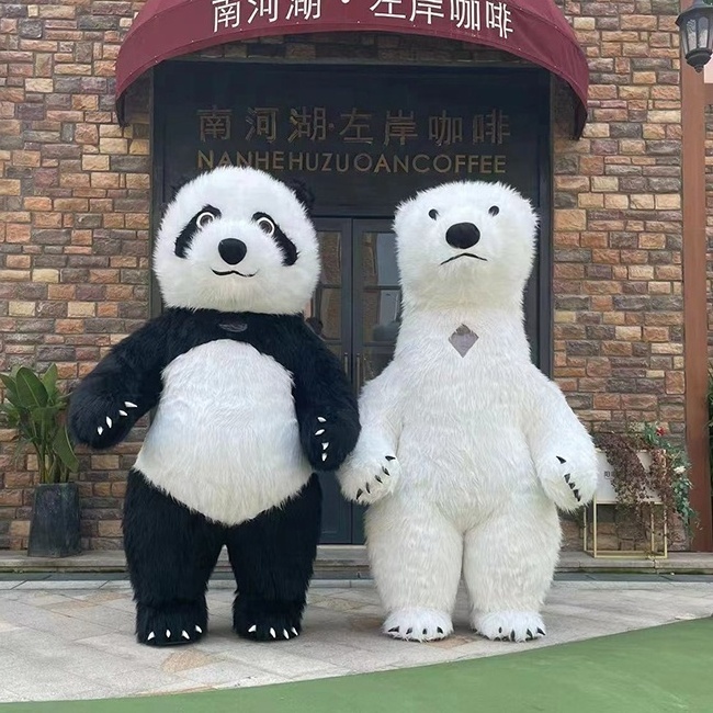 Funtoys hot selling Inflatable Panda Polar Bear Mascot Costume for party walking animal costume for sale